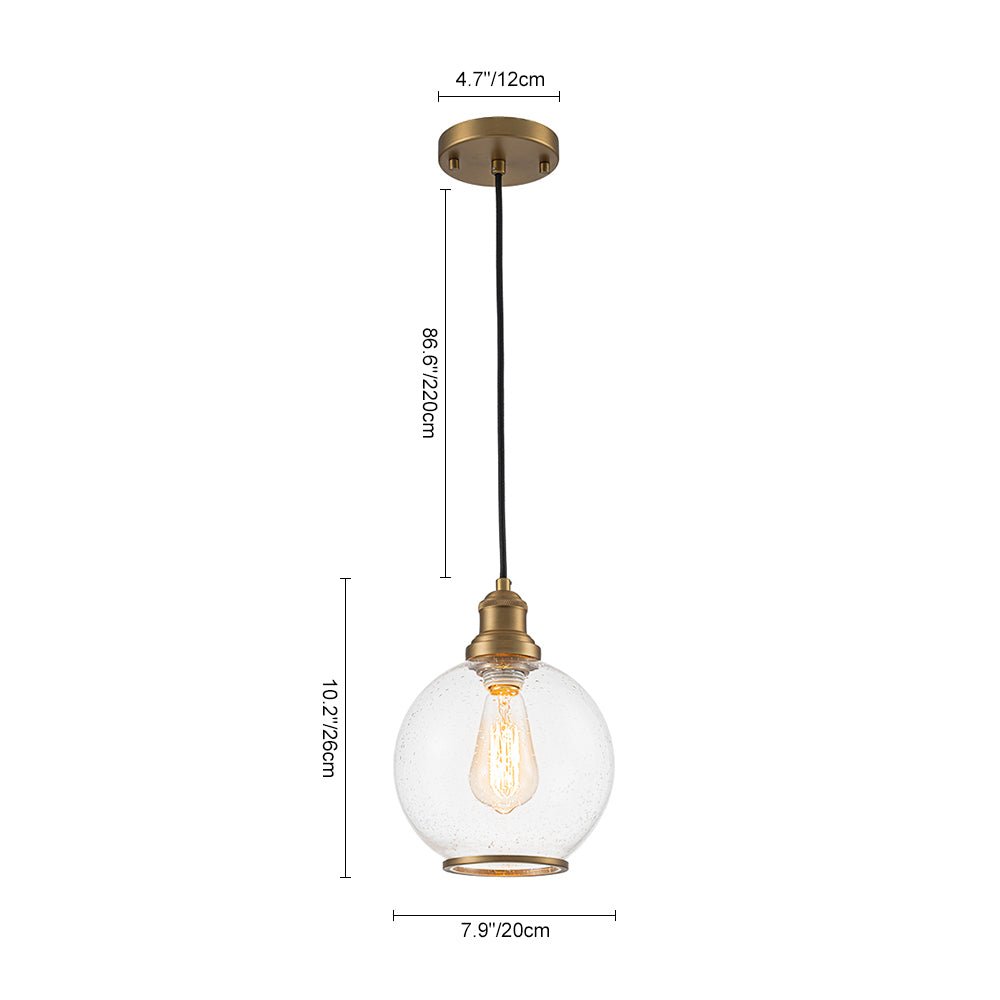 1-Light Corded Seeded Glass Globe Kitchen Pendant Light