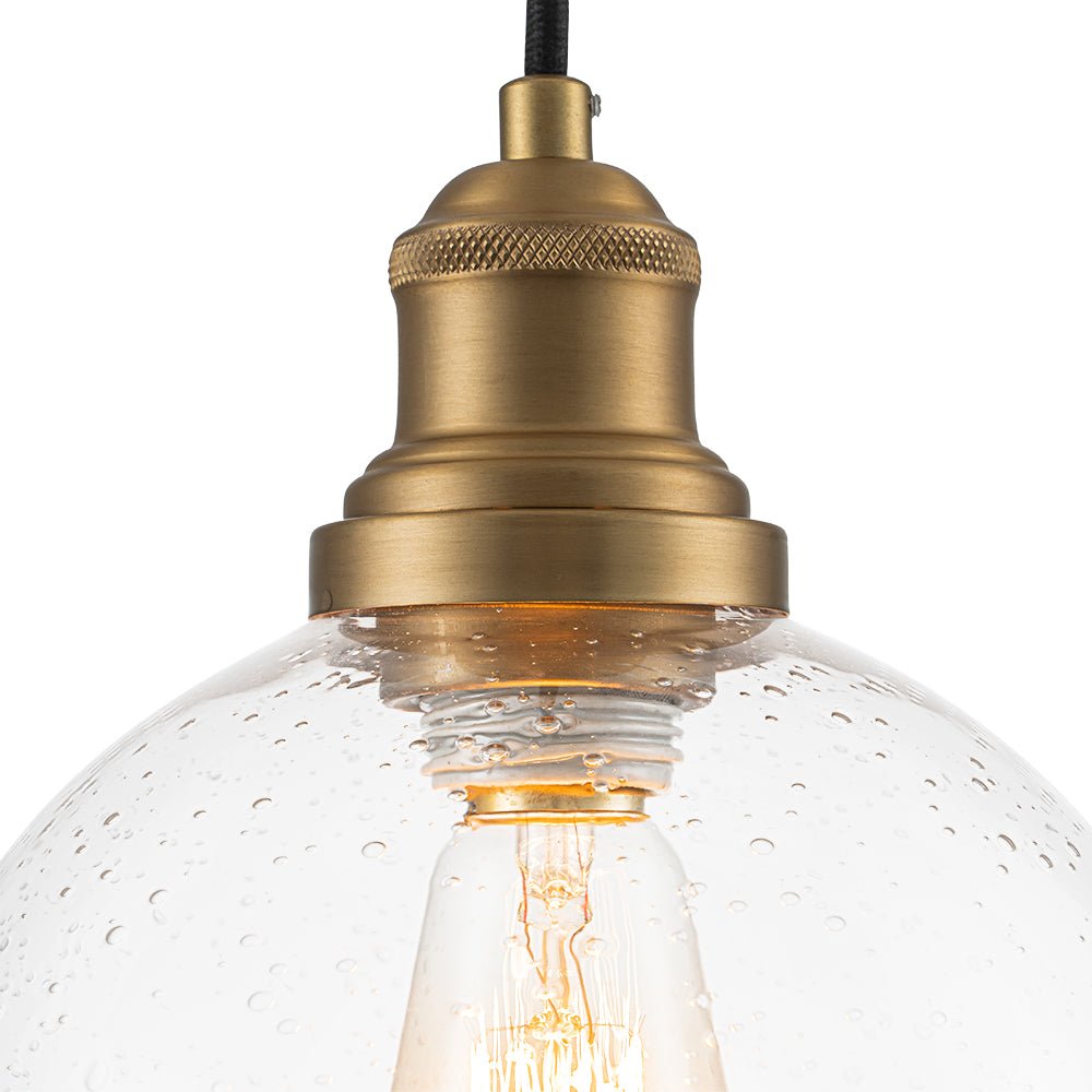 1-Light Corded Seeded Glass Globe Kitchen Pendant Light