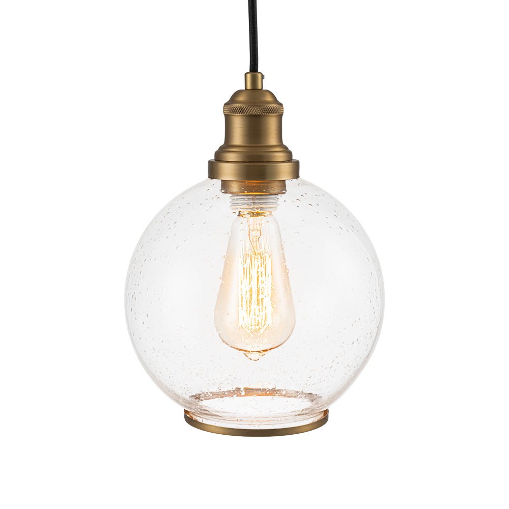 1-Light Corded Seeded Glass Globe Kitchen Pendant Light