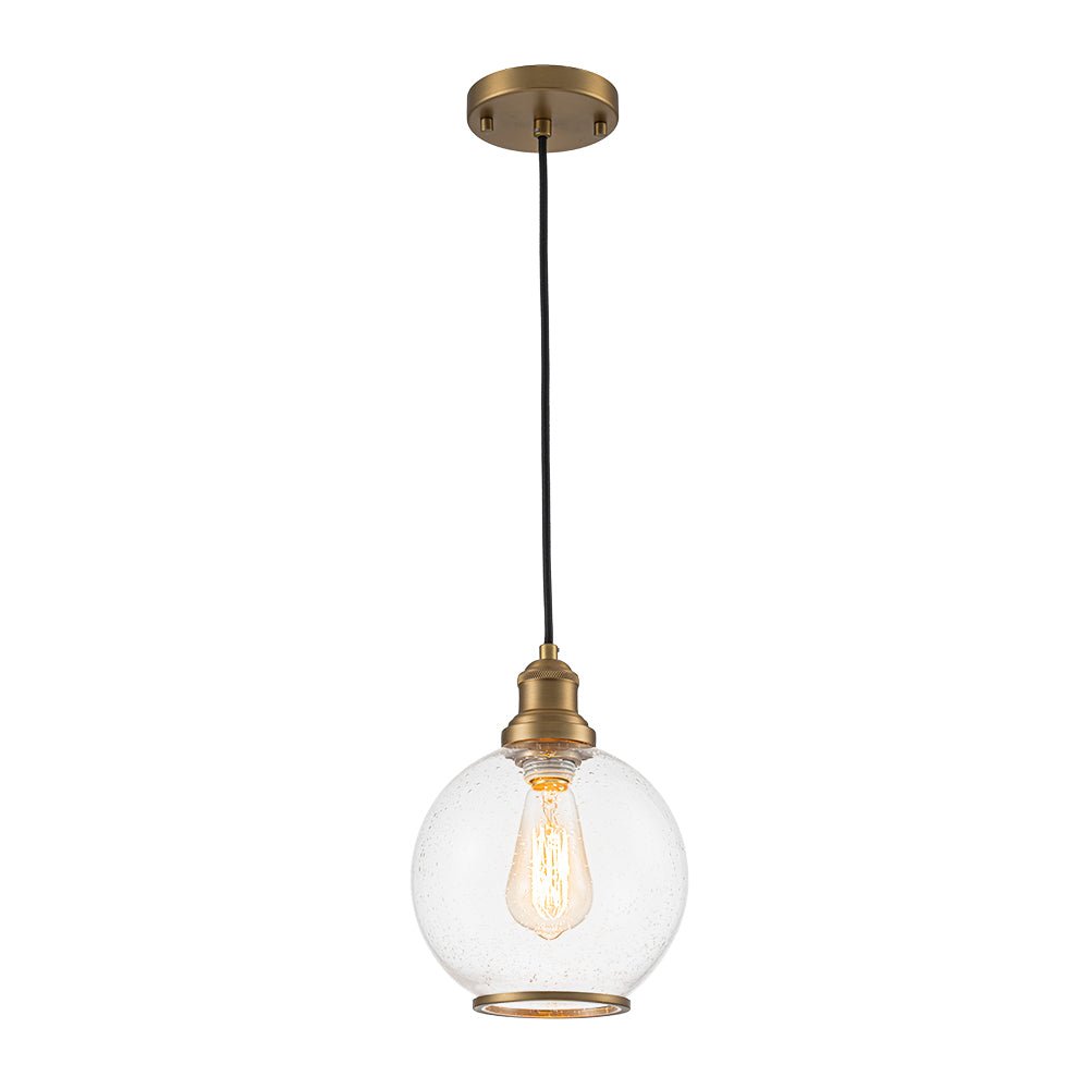 1-Light Corded Seeded Glass Globe Kitchen Pendant Light