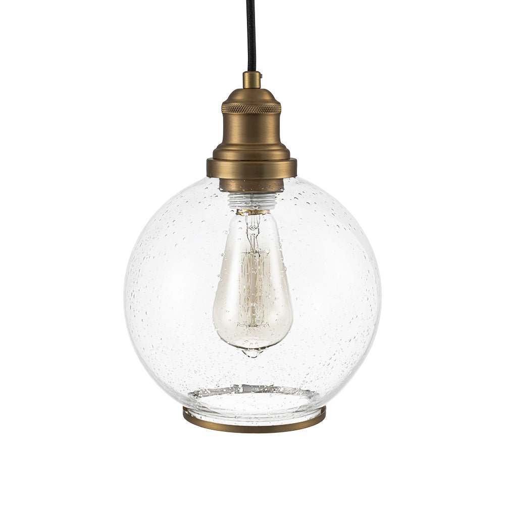 1-Light Corded Seeded Glass Globe Kitchen Pendant Light