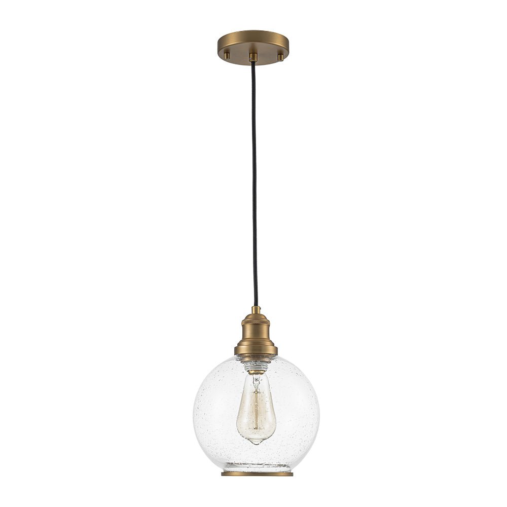 1-Light Corded Seeded Glass Globe Kitchen Pendant Light