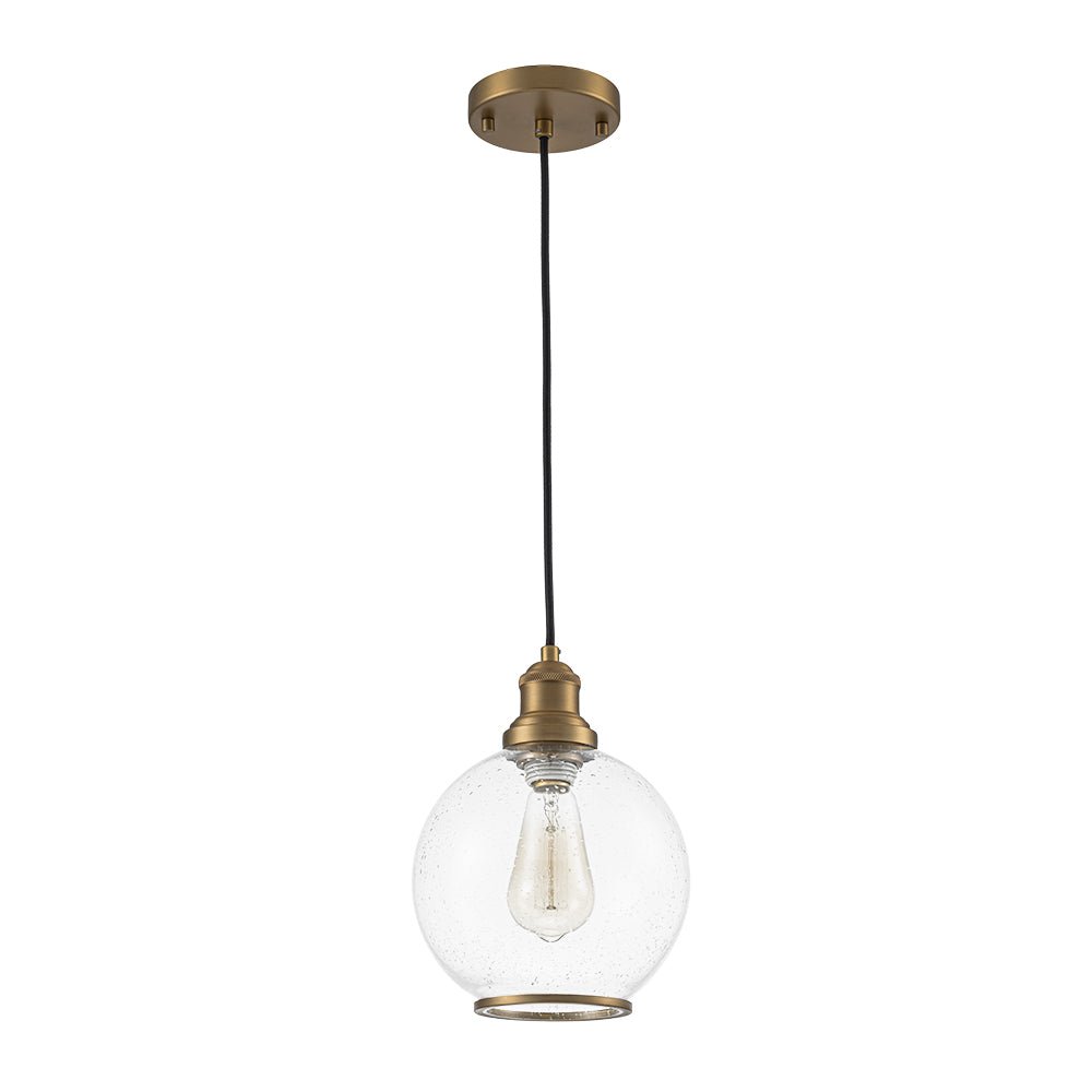 1-Light Corded Seeded Glass Globe Kitchen Pendant Light