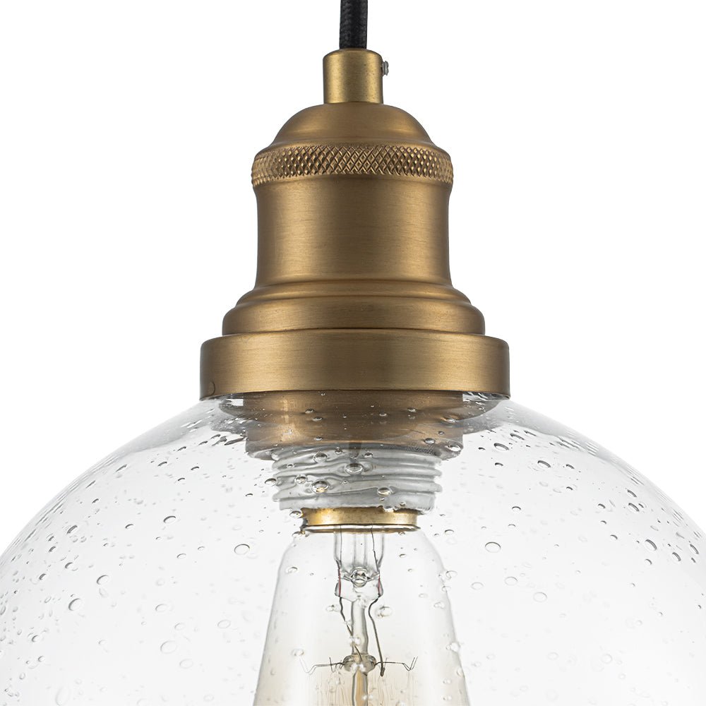 1-Light Corded Seeded Glass Globe Kitchen Pendant Light