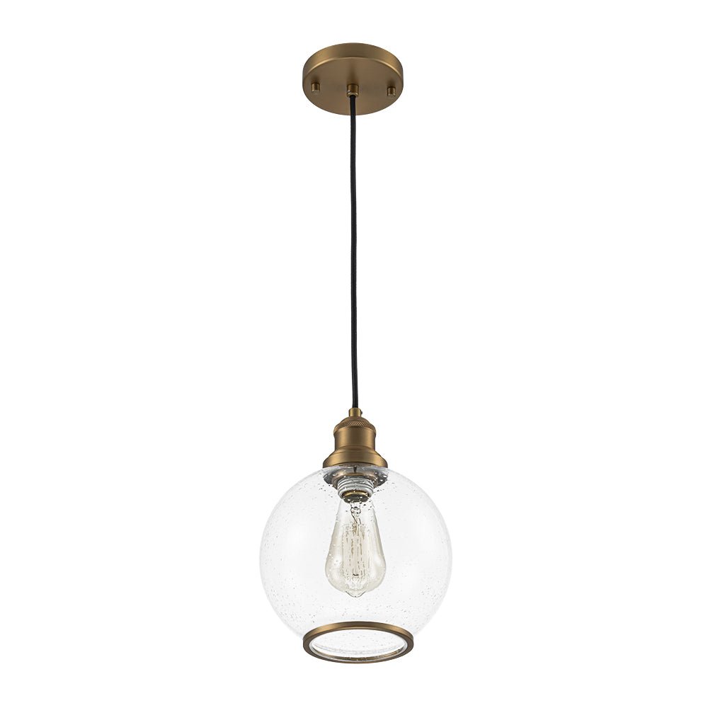 1-Light Corded Seeded Glass Globe Kitchen Pendant Light