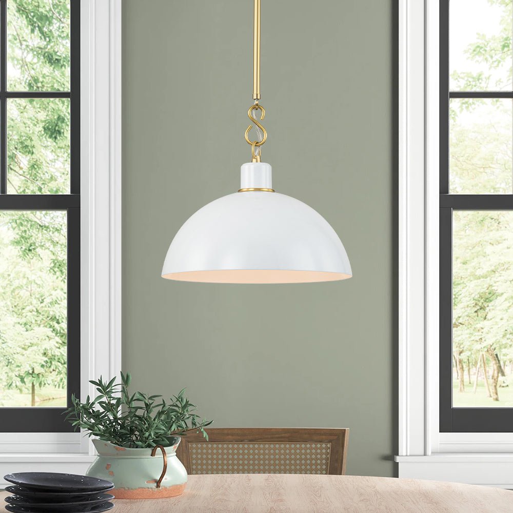 (OpenBox) 1-Light Danish Kitchen Dome Pendant Light - Black White