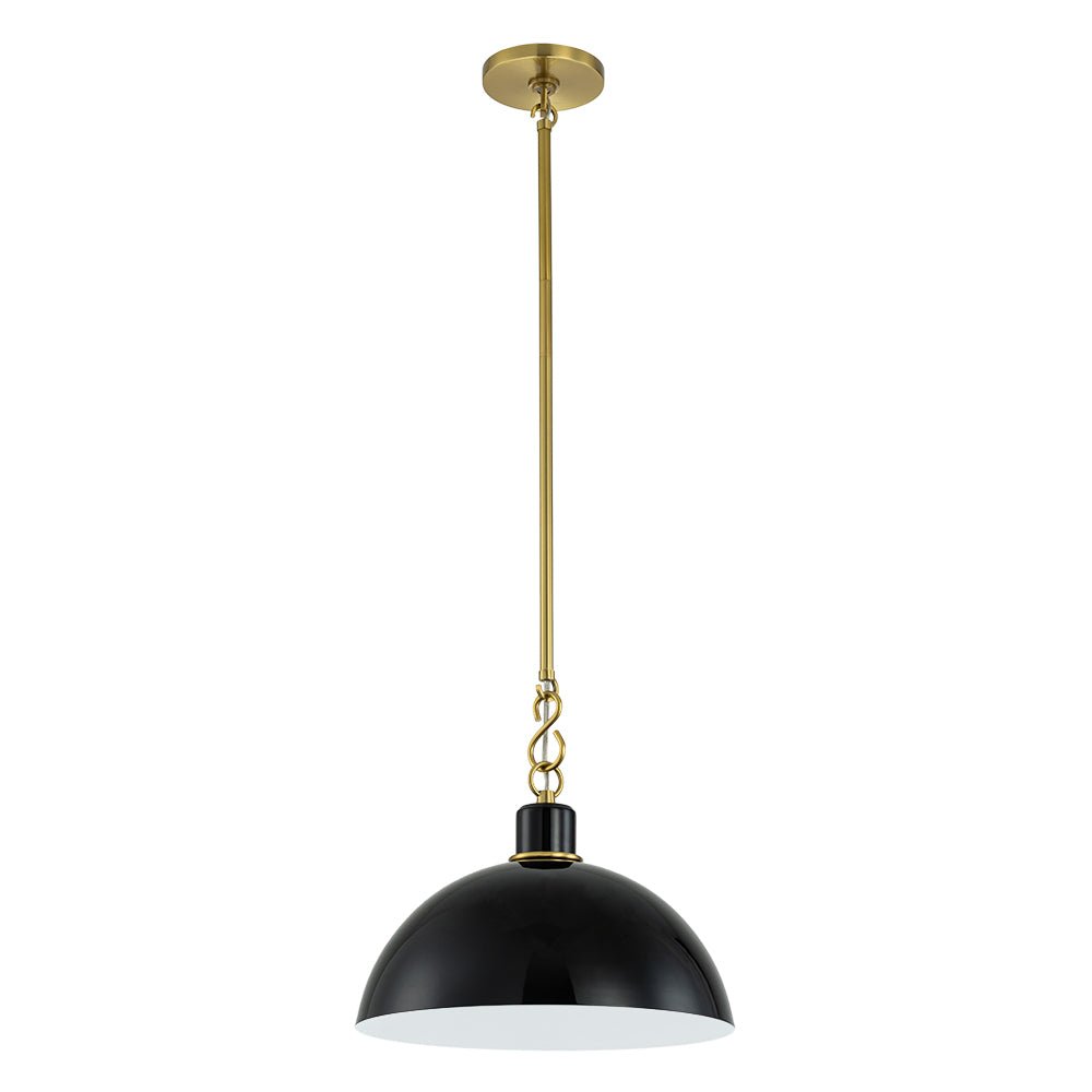 (OpenBox) 1-Light Danish Kitchen Dome Pendant Light - Black White