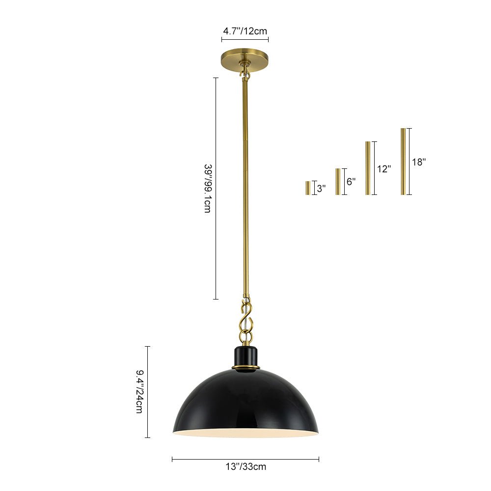 (OpenBox) 1-Light Danish Kitchen Dome Pendant Light - Black White