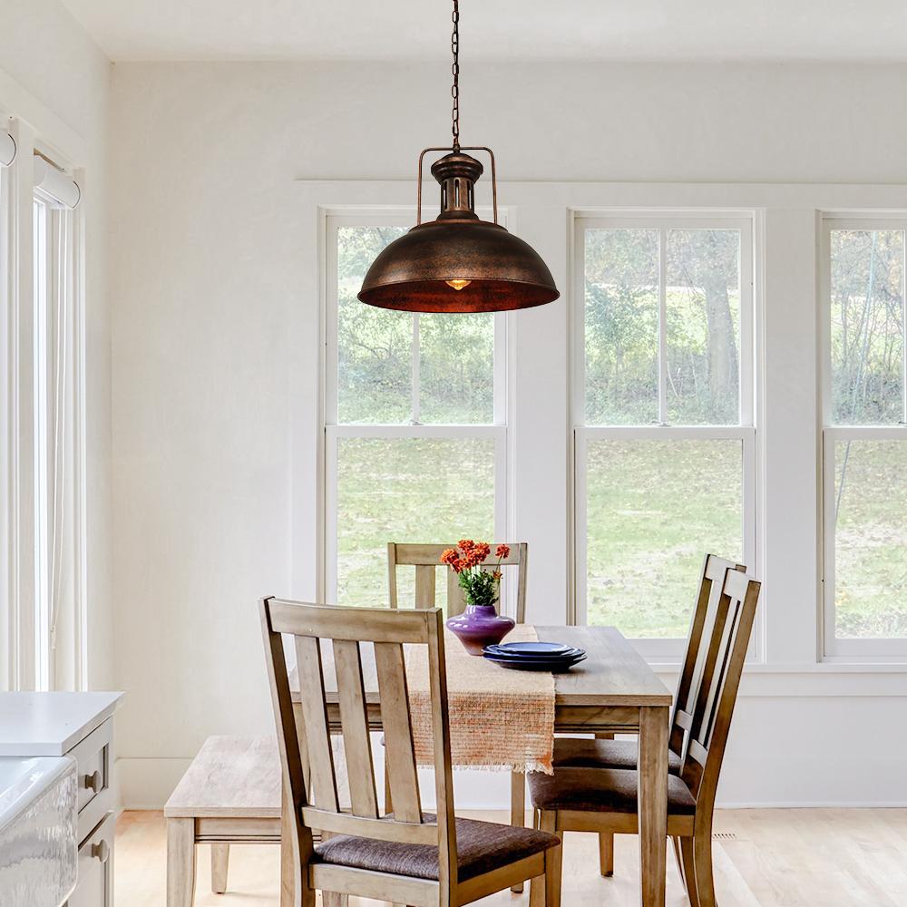 1-Light Industrial Dome Pendant Light