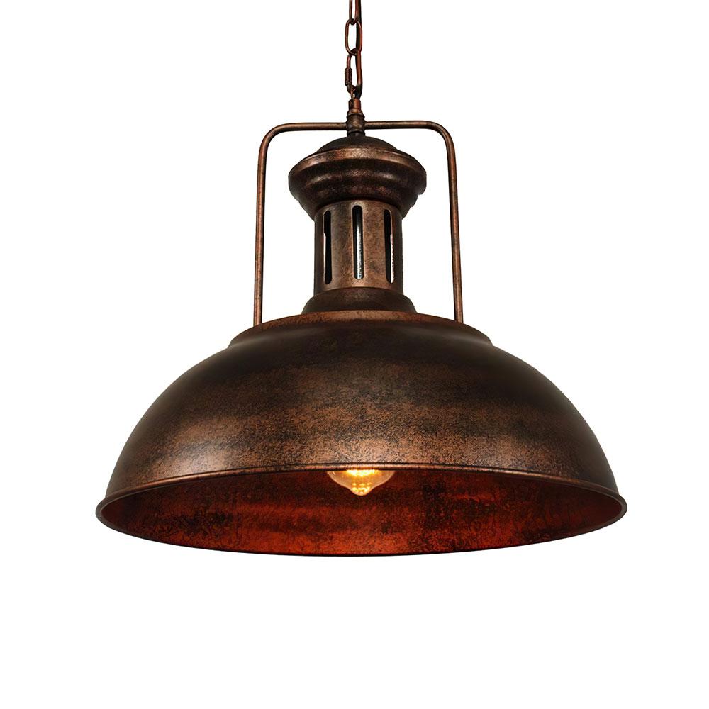 1-Light Industrial Dome Pendant Light