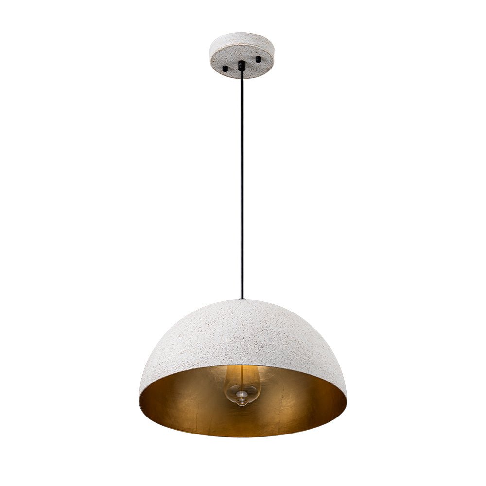 1-Light Industrial Limestone Style Metal Dome Pendant