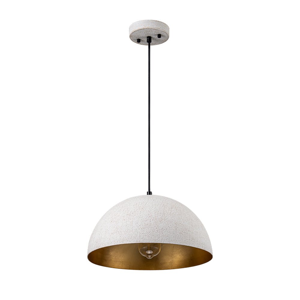 1-Light Industrial Limestone Style Metal Dome Pendant