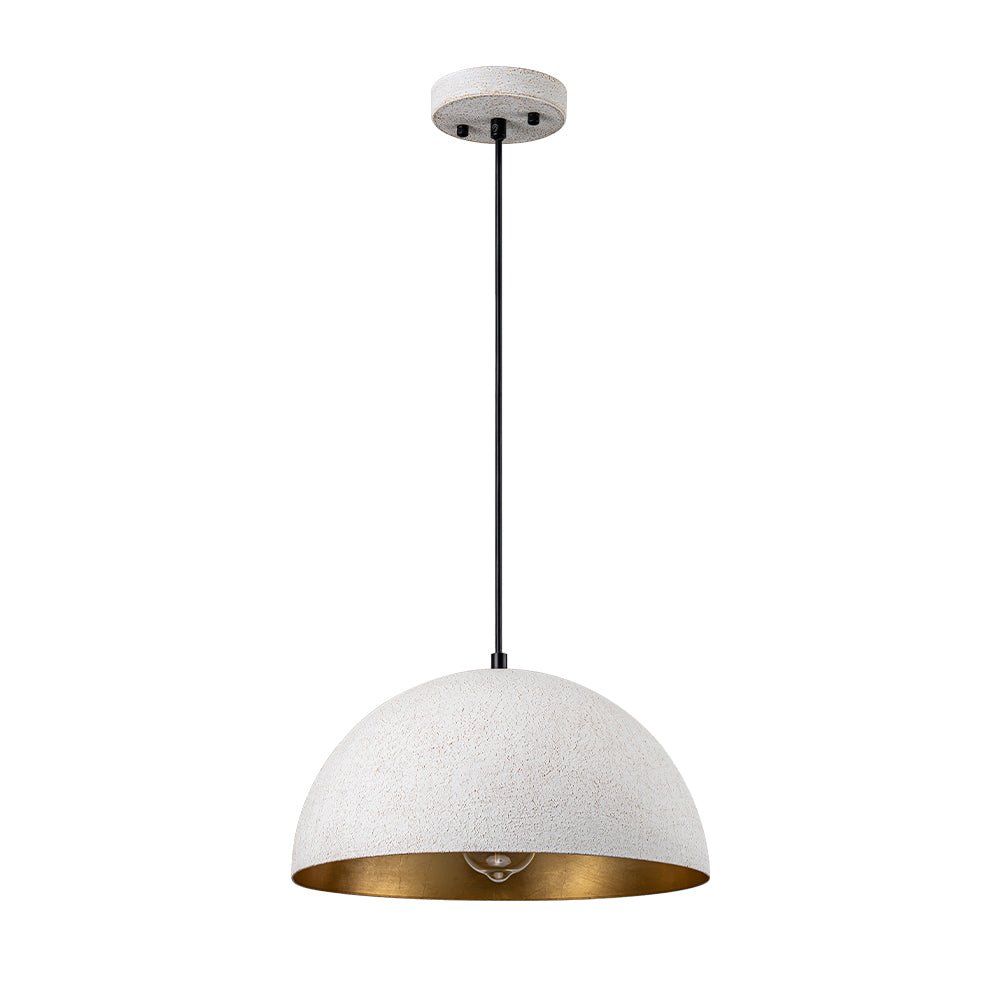 1-Light Industrial Limestone Style Metal Dome Pendant