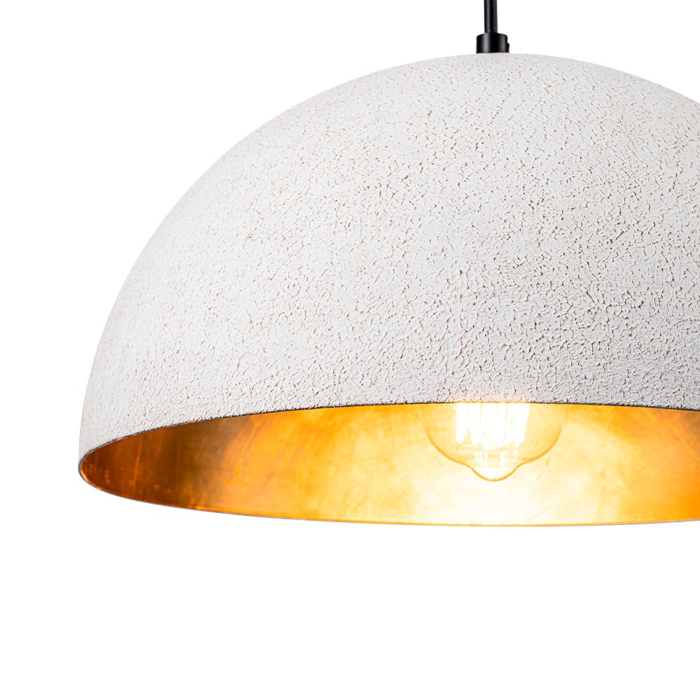 1-Light Industrial Limestone Style Metal Dome Pendant