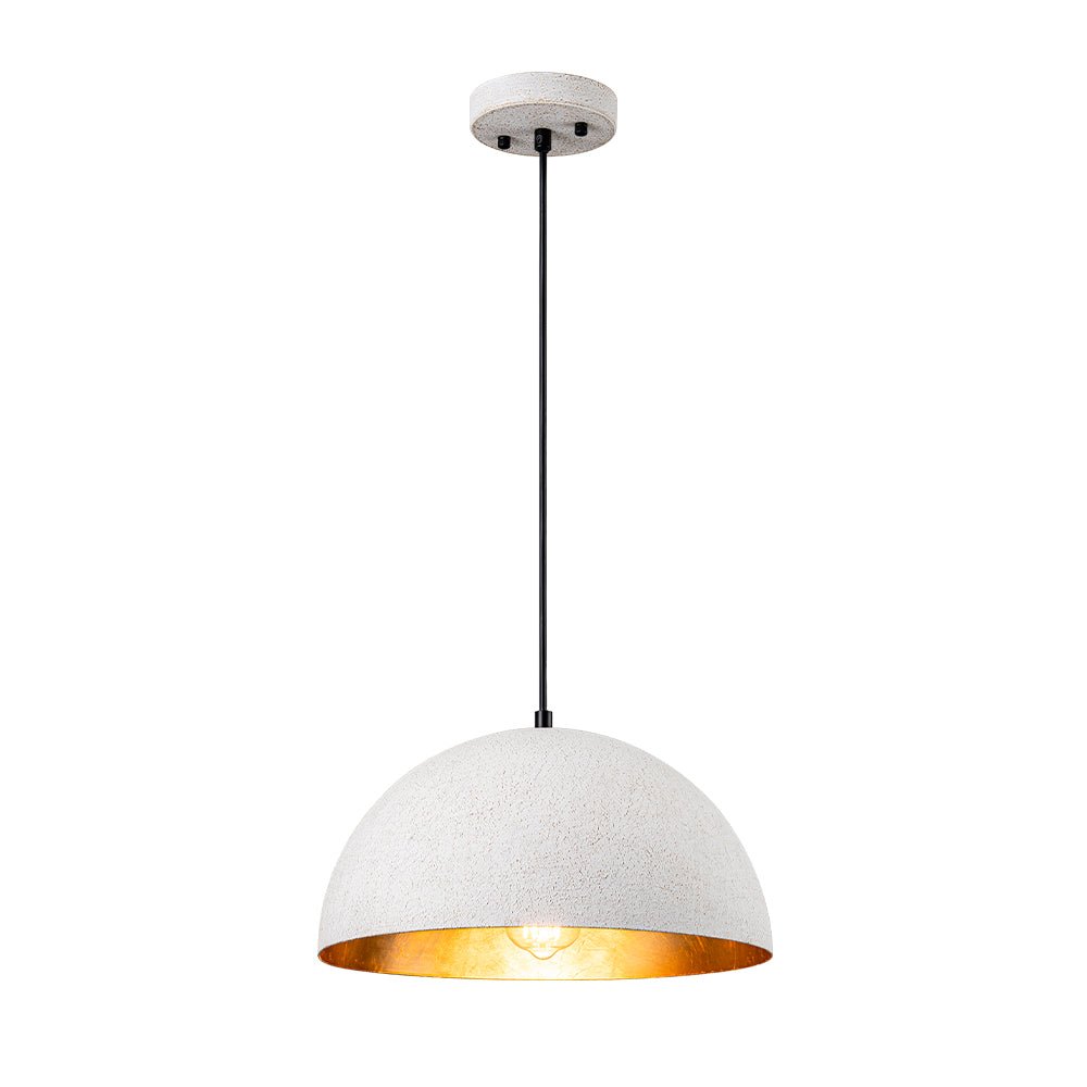 1-Light Industrial Limestone Style Metal Dome Pendant