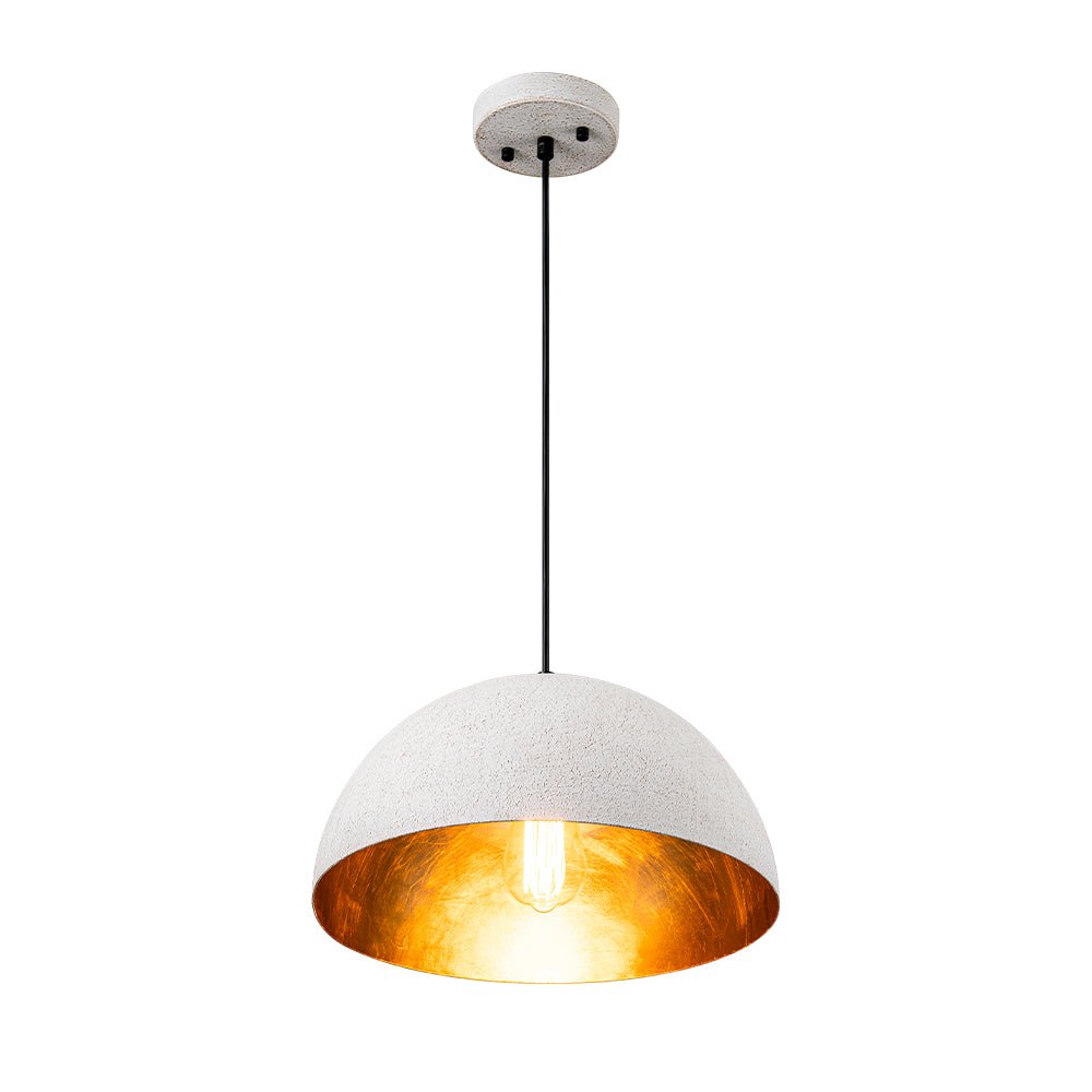 1-Light Industrial Limestone Style Metal Dome Pendant