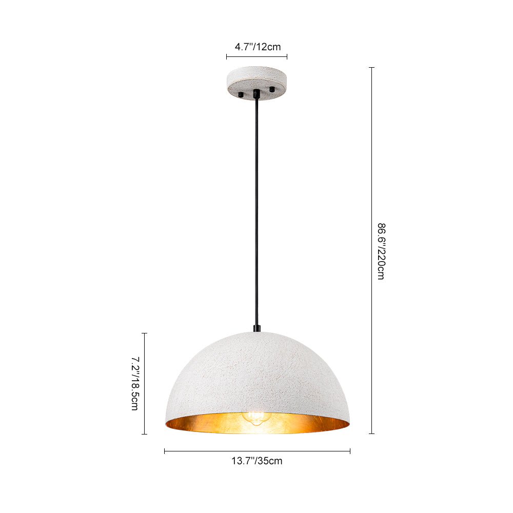 1-Light Industrial Limestone Style Metal Dome Pendant