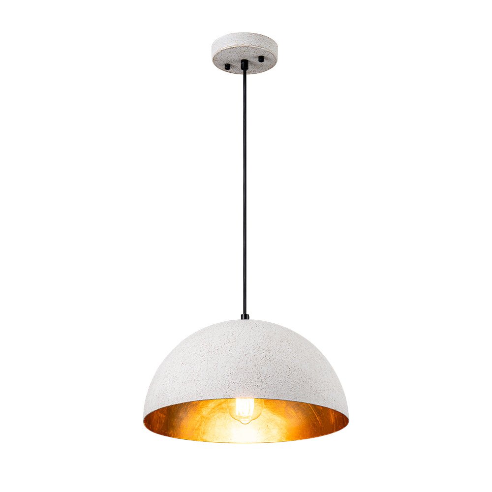 1-Light Industrial Limestone Style Metal Dome Pendant