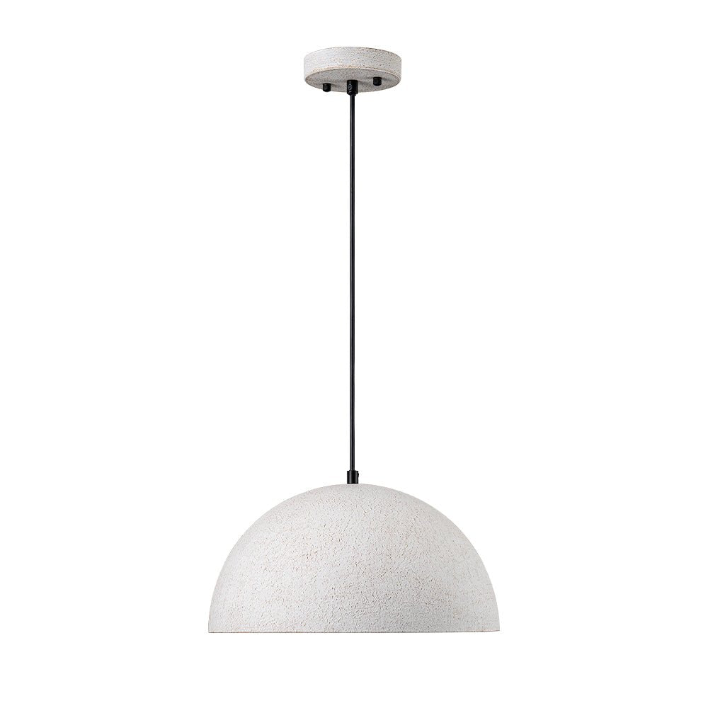 1-Light Industrial Limestone Style Metal Dome Pendant