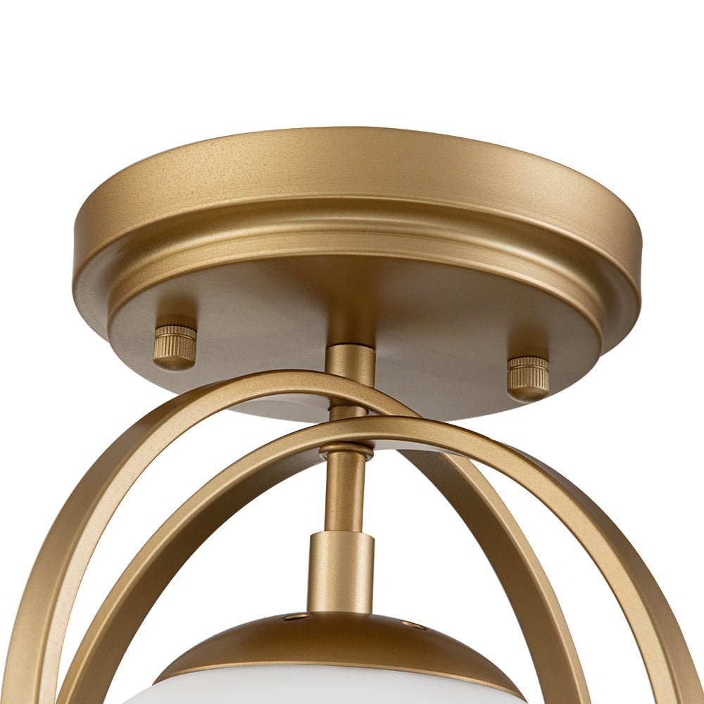 1-Light Opal Glass Sphere Semi-Flush Mount
