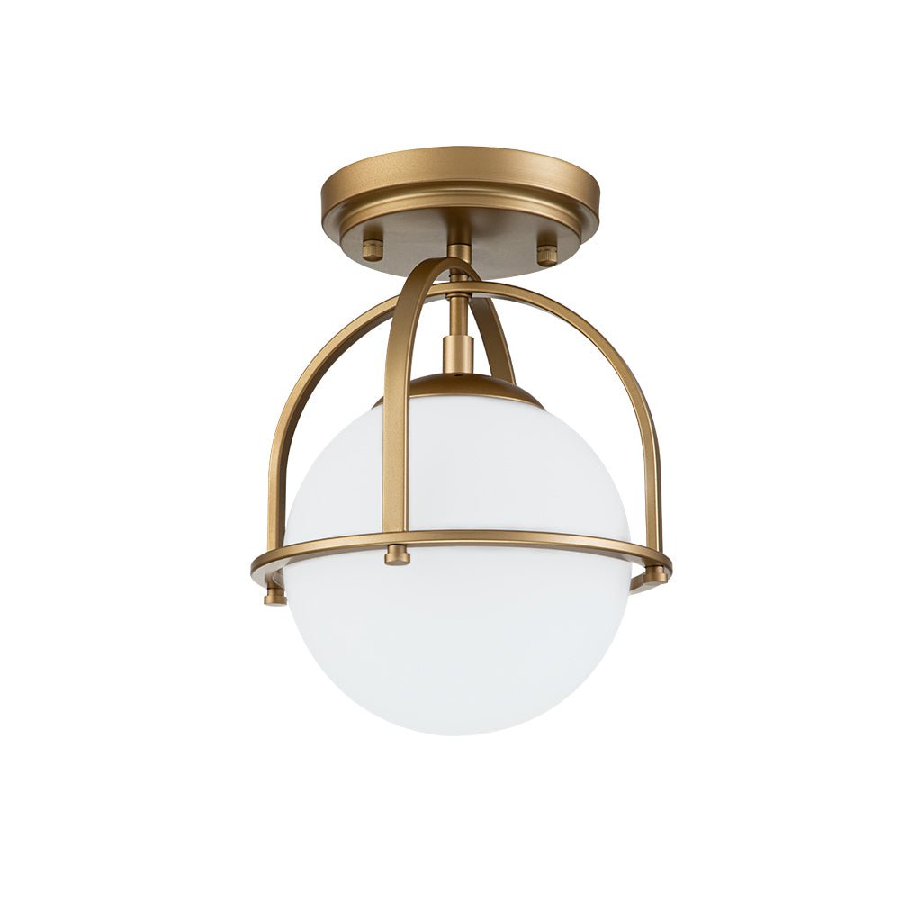 1-Light Opal Glass Sphere Semi-Flush Mount