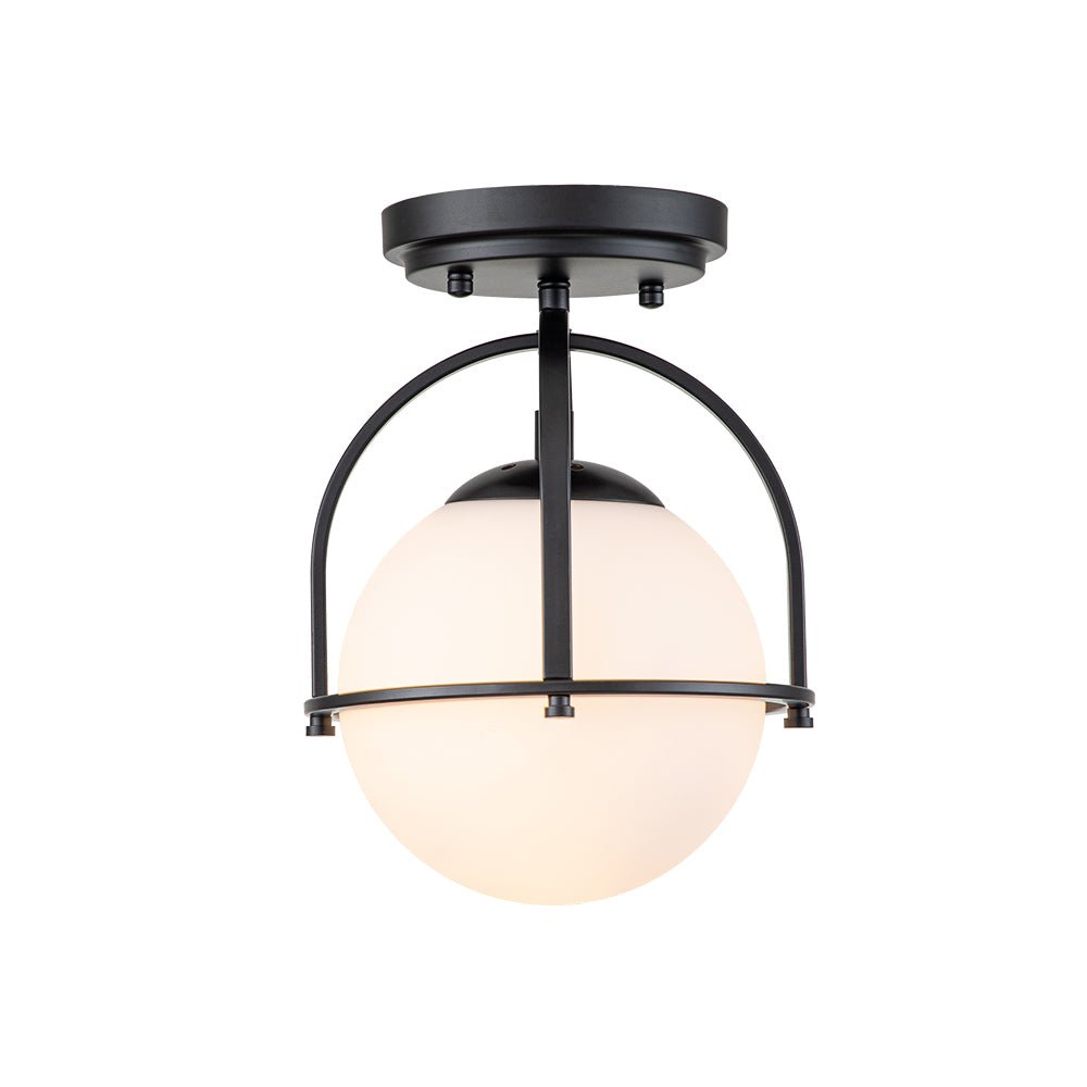 1-Light Opal Glass Sphere Semi-Flush Mount