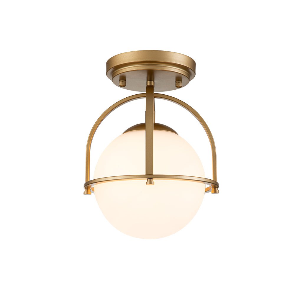 1-Light Opal Glass Sphere Semi-Flush Mount