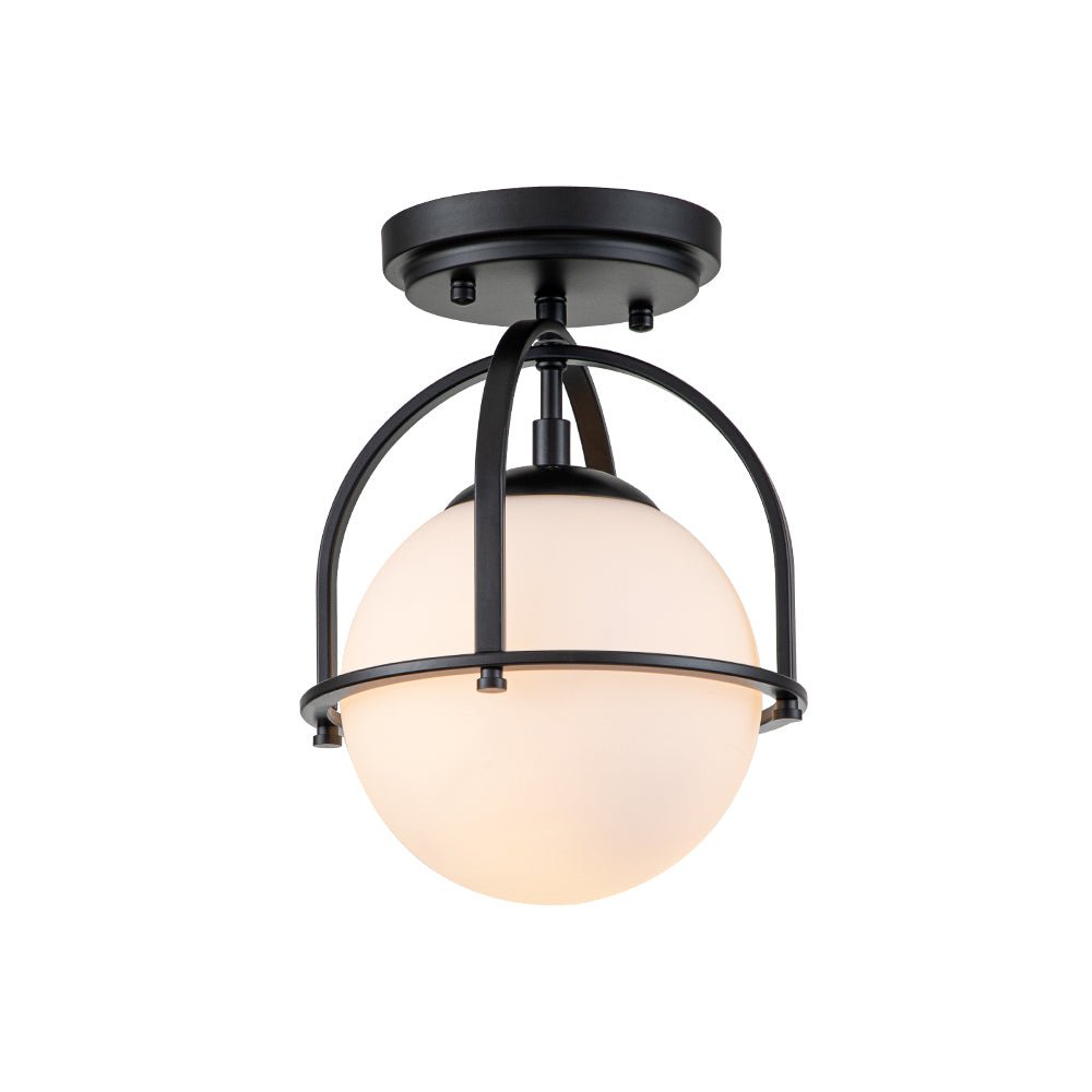1-Light Opal Glass Sphere Semi-Flush Mount