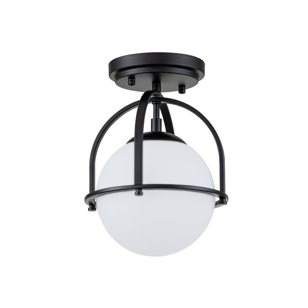 1-Light Opal Glass Sphere Semi-Flush Mount