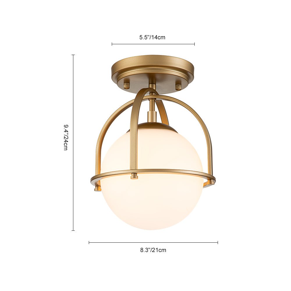 1-Light Opal Glass Sphere Semi-Flush Mount