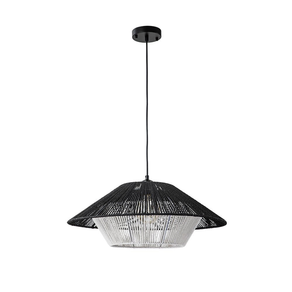 1-Light Rustic Farmhouse Wide Cage Rope Pendant Light