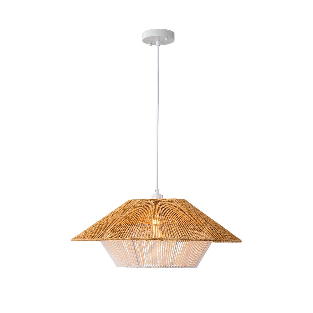 1-Light Rustic Farmhouse Wide Cage Rope Pendant Light