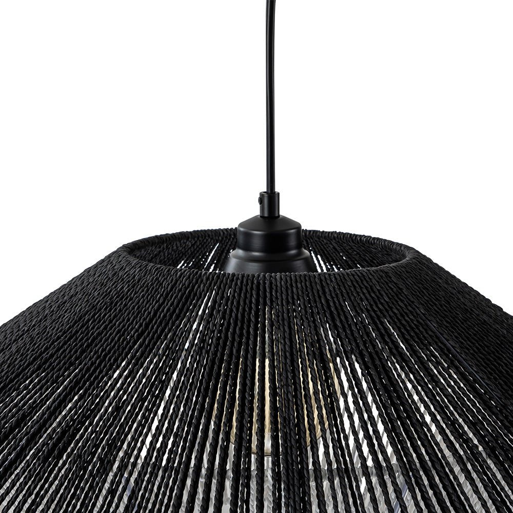 1-Light Rustic Farmhouse Wide Cage Rope Pendant Light