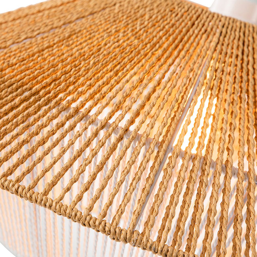 1-Light Rustic Farmhouse Wide Cage Rope Pendant Light
