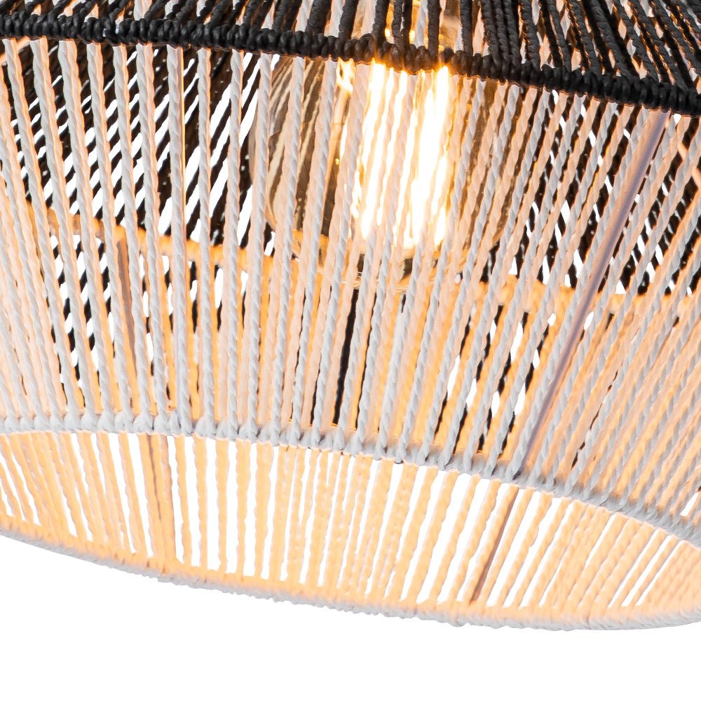 1-Light Rustic Farmhouse Wide Cage Rope Pendant Light
