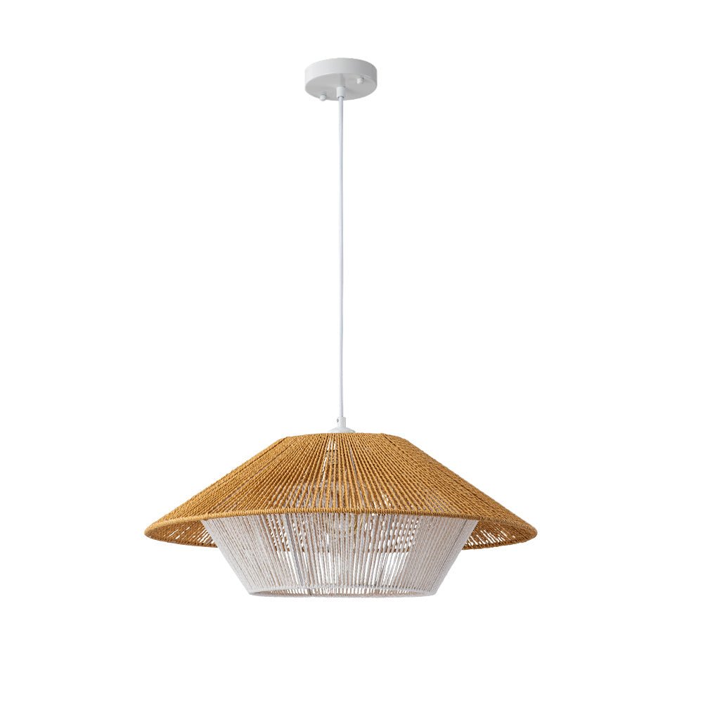 1-Light Rustic Farmhouse Wide Cage Rope Pendant Light