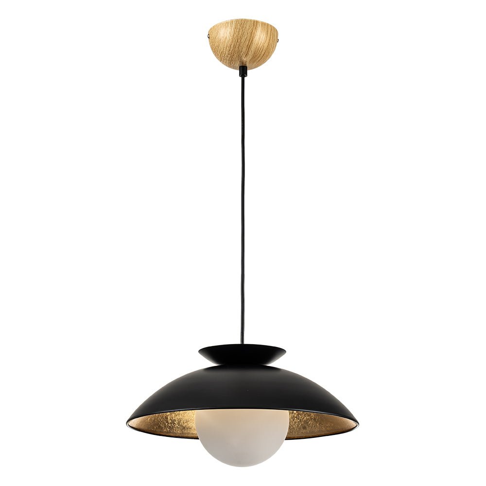 1-Light Scandinavian Iron Kitchen Dome Pendant Light - Black. White