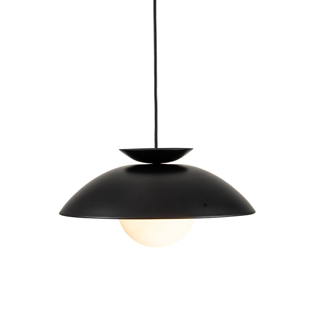 1-Light Scandinavian Iron Kitchen Dome Pendant Light - Black. White