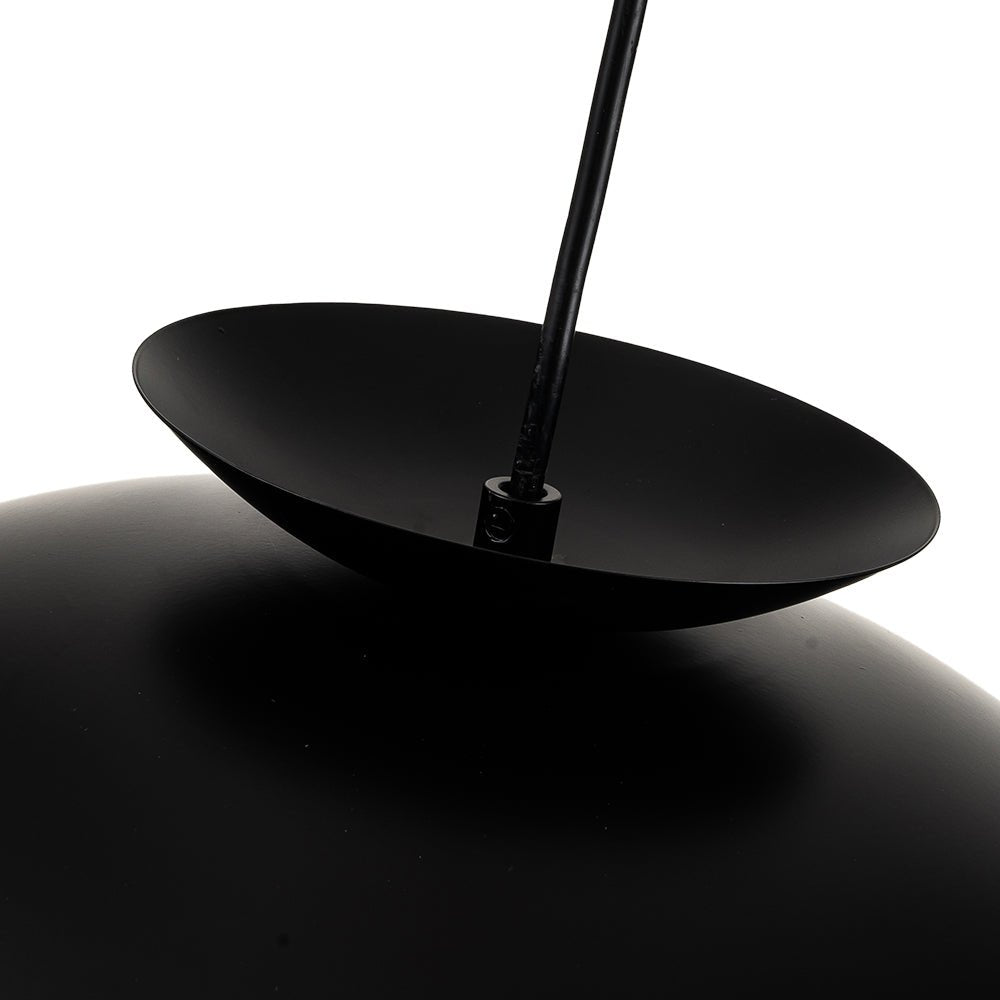 1-Light Scandinavian Iron Kitchen Dome Pendant Light - Black. White