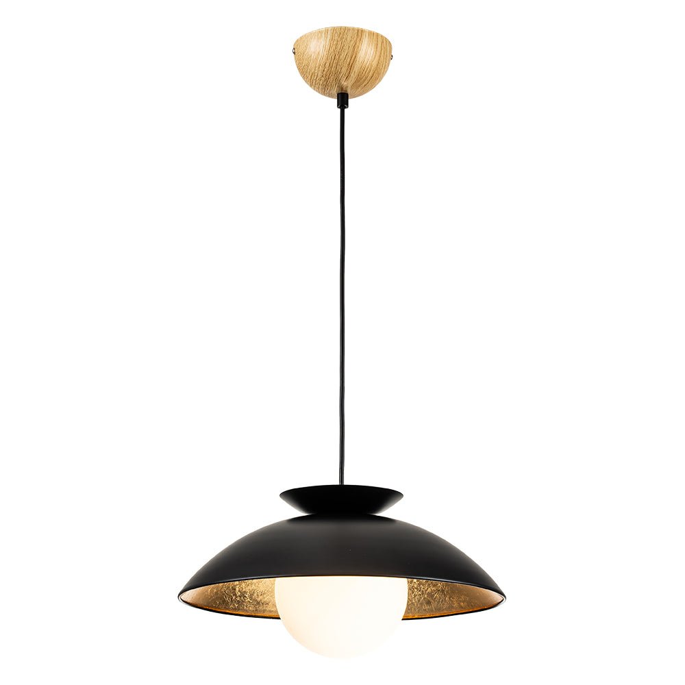 1-Light Scandinavian Iron Kitchen Dome Pendant Light - Black. White