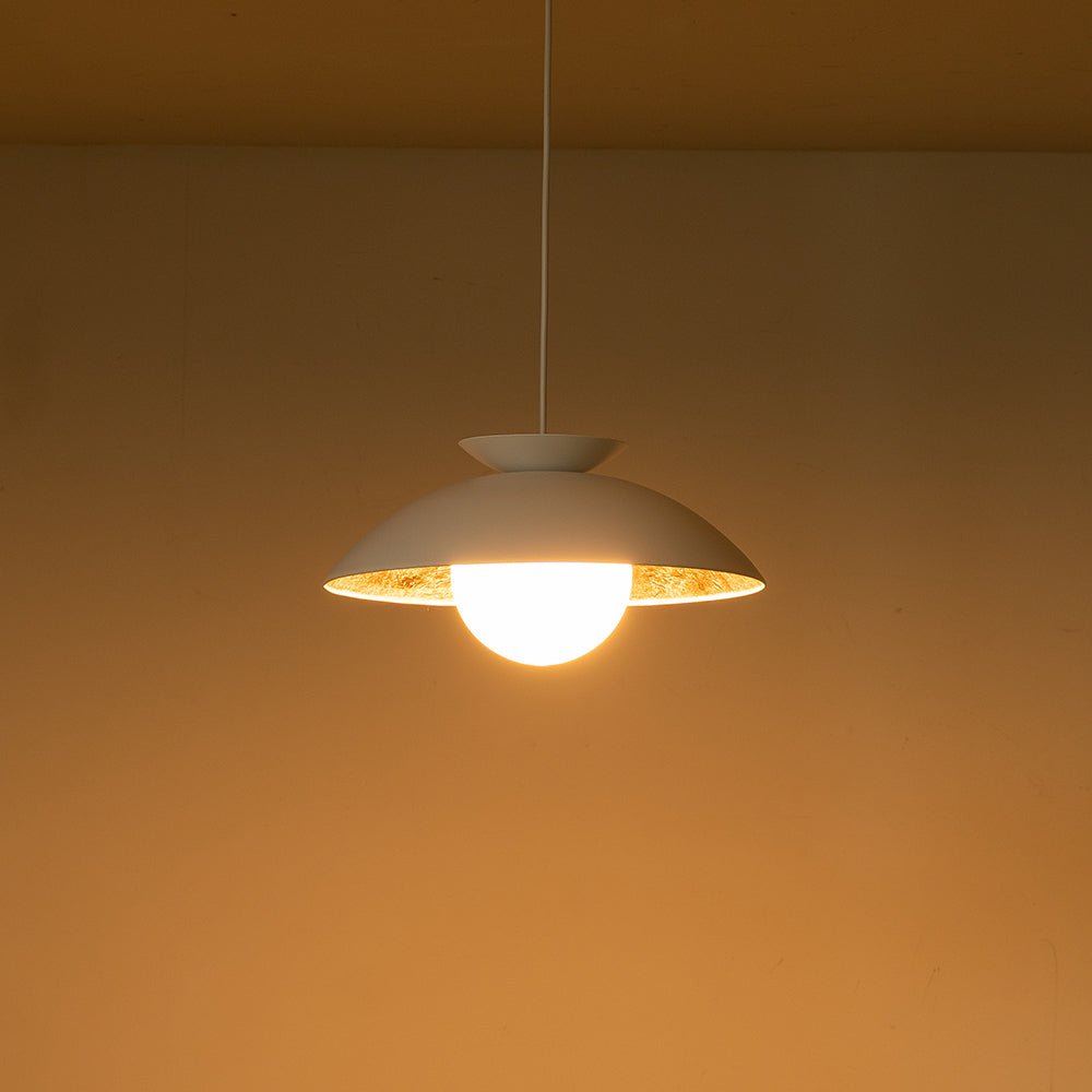 1-Light Scandinavian Iron Kitchen Dome Pendant Light - Black. White