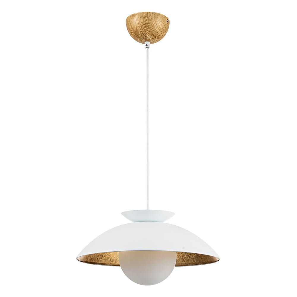 1-Light Scandinavian Iron Kitchen Dome Pendant Light - Black. White
