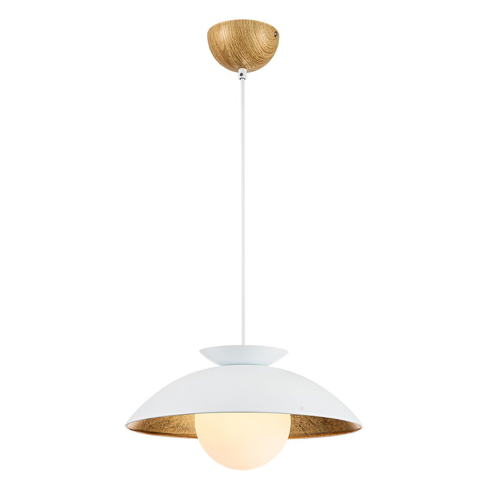 1-Light Scandinavian Iron Kitchen Dome Pendant Light - Black. White