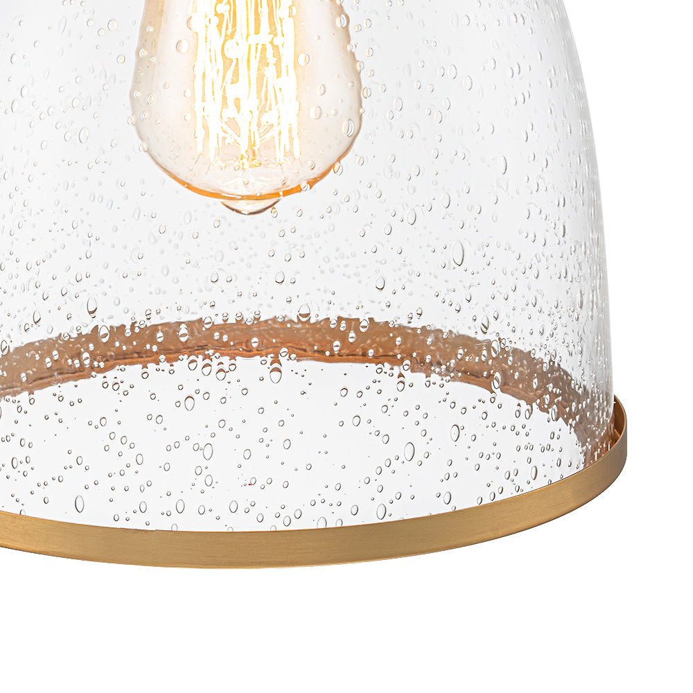 1-Light Seeded Glass Bell Dome Kitchen Pendant Light