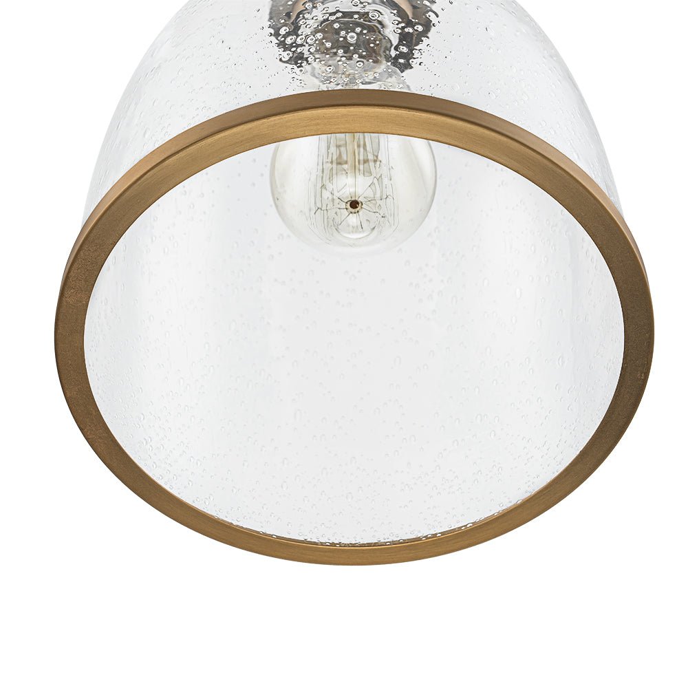 1-Light Seeded Glass Bell Dome Kitchen Pendant Light