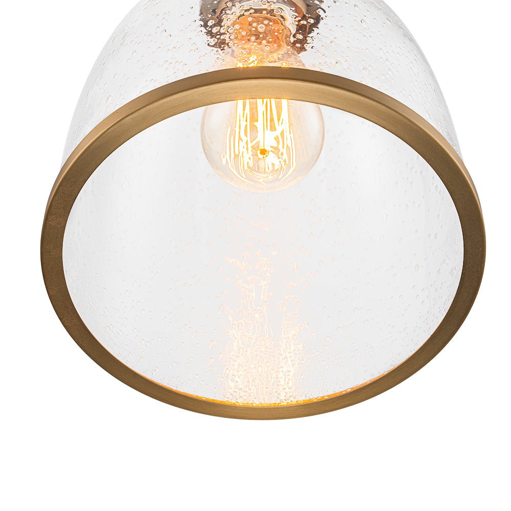 1-Light Seeded Glass Bell Dome Kitchen Pendant Light