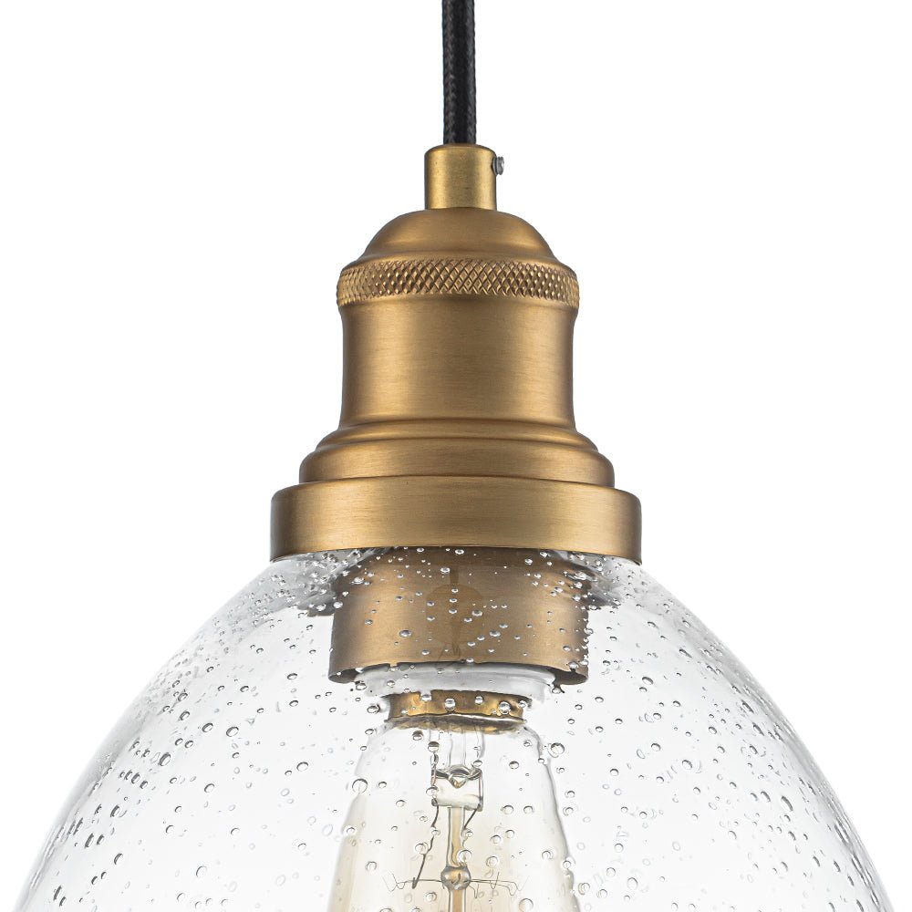 1-Light Seeded Glass Bell Dome Kitchen Pendant Light