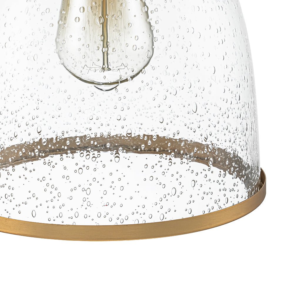 1-Light Seeded Glass Bell Dome Kitchen Pendant Light