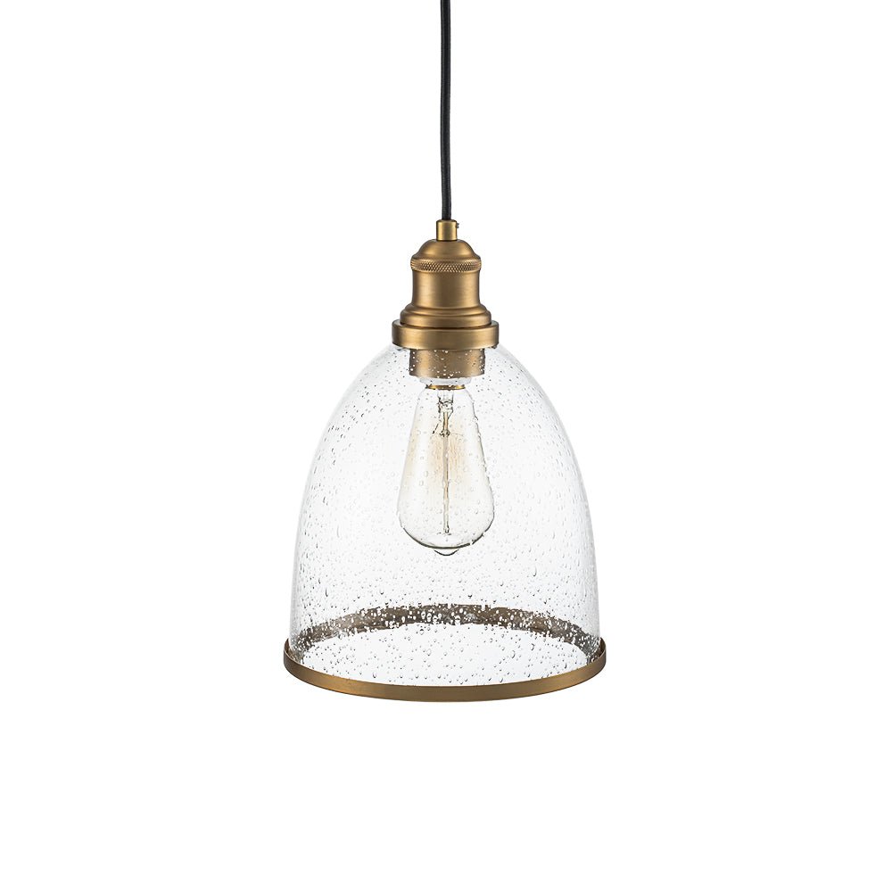 1-Light Seeded Glass Bell Dome Kitchen Pendant Light