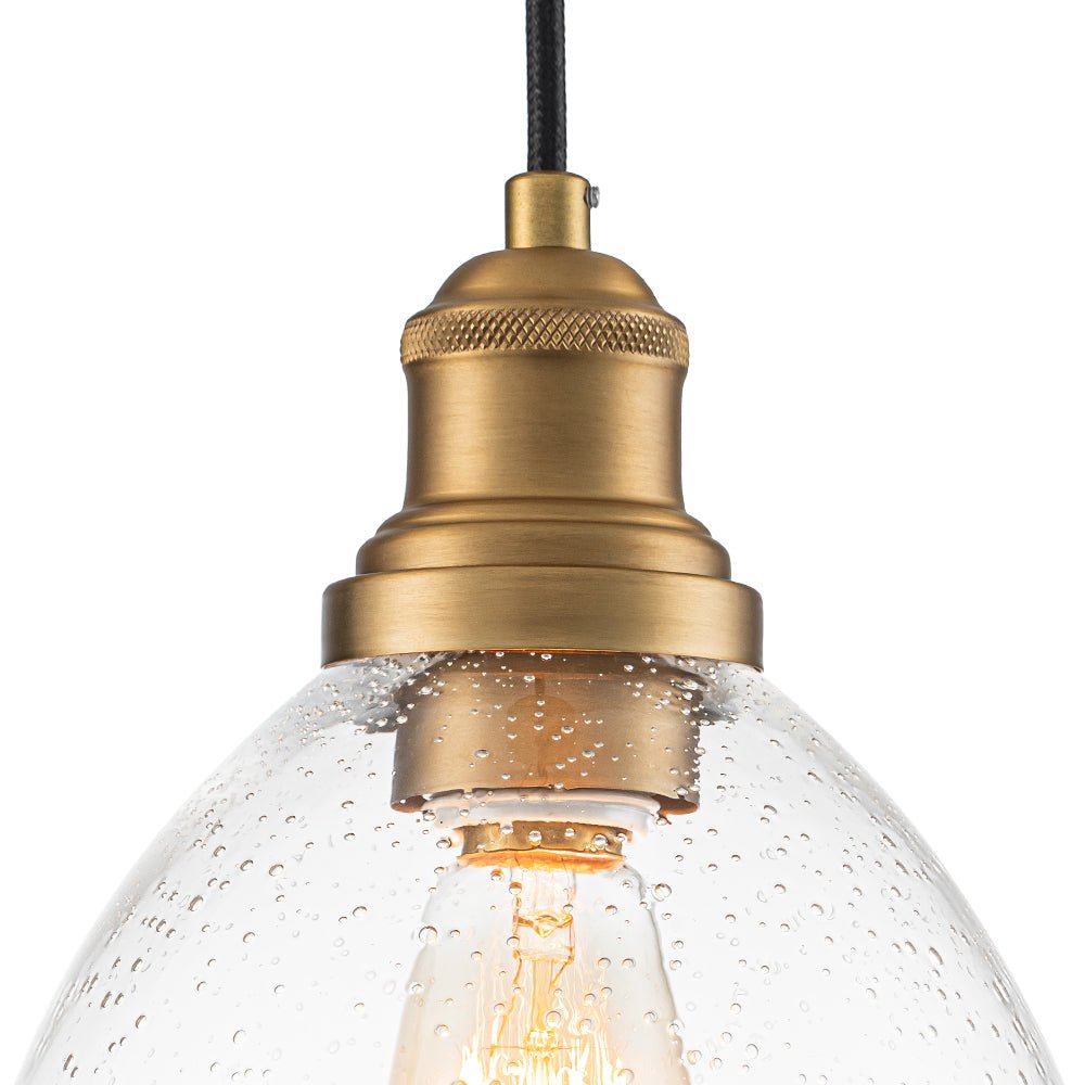 1-Light Seeded Glass Bell Dome Kitchen Pendant Light